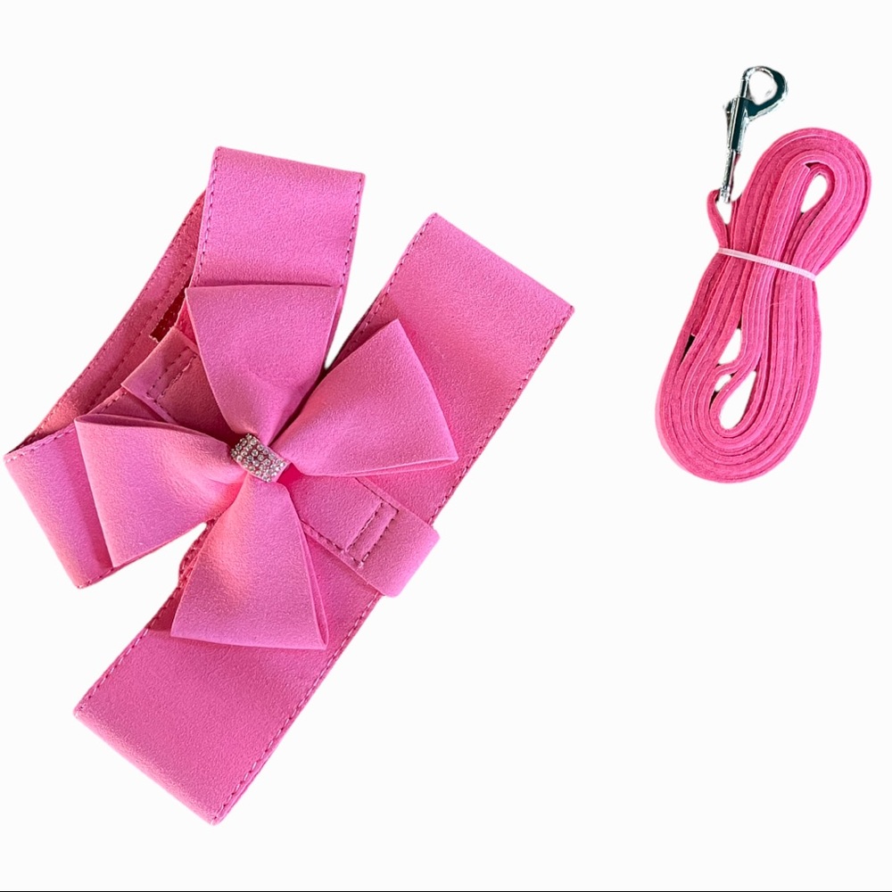 ❤️ Microfiber Bling Bow Dog Harness & Leash - Picture 2 of 5